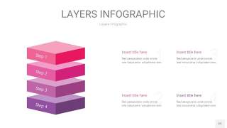 粉紫色3D分层PPT信息图23