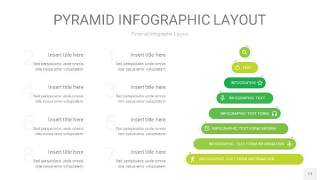 草绿色3D金字塔PPT信息图表11