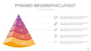 渐变紫黄色3D金字塔PPT信息图表6