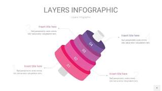 粉紫色3D分层PPT信息图8
