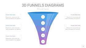 铁蓝色渐变3D漏斗PPT信息图表3