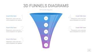 铁蓝色渐变3D漏斗PPT信息图表3