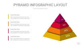 红黄色3D金字塔PPT信息图表3
