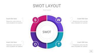 玫瑰紫SWOT图表PPT10