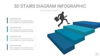 蓝绿色3D阶梯PPT图表15