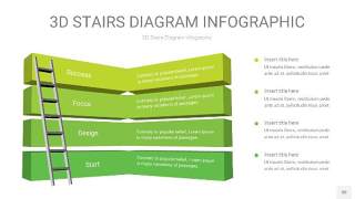 渐变绿色3D阶梯PPT图表30