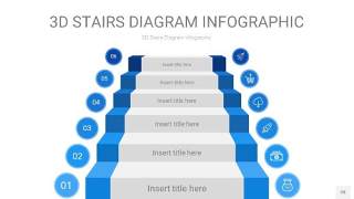 渐变蓝色3D阶梯PPT图表28