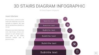 渐变深紫色3D阶梯PPT图表27