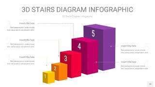 多色3D阶梯PPT图表24