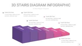 渐变粉紫色3D阶梯PPT图表3
