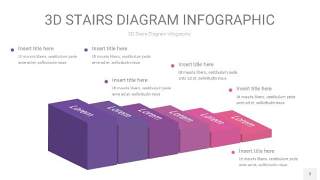渐变粉紫色3D阶梯PPT图表3