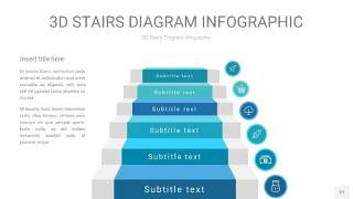 蓝绿色3D阶梯PPT图表27