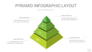 草绿色3D金字塔PPT信息图表1