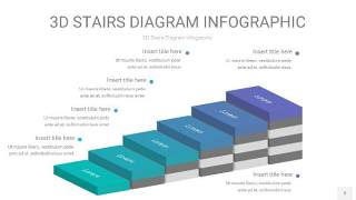 青色渐变3D阶梯PPT图表2