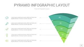 浅绿色3D金字塔PPT信息图表8