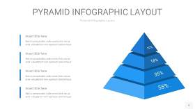 浅蓝色3D金字塔PPT信息图表3