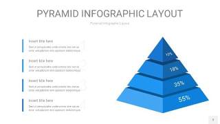 浅蓝色3D金字塔PPT信息图表3
