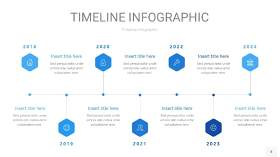 天蓝色时间轴PPT信息图4