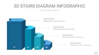 蓝绿色3D阶梯PPT图表16
