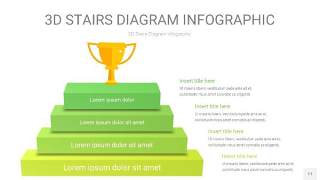 渐变绿色3D阶梯PPT图表11