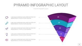 渐变紫色3D金字塔PPT信息图表8