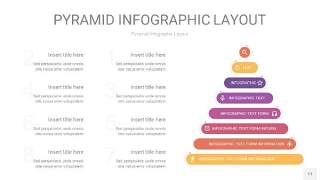 渐变紫黄色3D金字塔PPT信息图表11