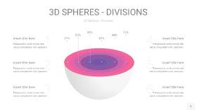 渐变粉色3D球体切割PPT信息图3