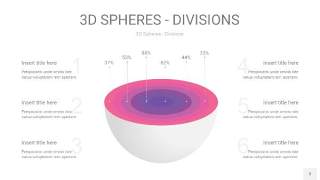 渐变粉色3D球体切割PPT信息图3