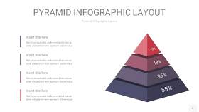 中紫色3D金字塔PPT信息图表3