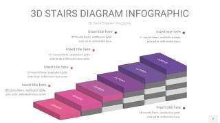 渐变粉紫色3D阶梯PPT图表2