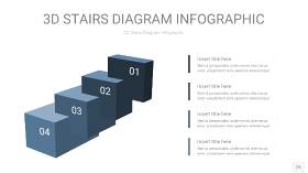莫兰迪蓝色3D阶梯PPT图表25