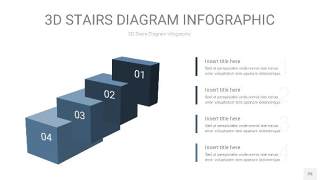 莫兰迪蓝色3D阶梯PPT图表25