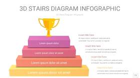 渐变紫黄色3D阶梯PPT图表11