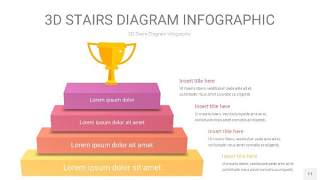 渐变紫黄色3D阶梯PPT图表11