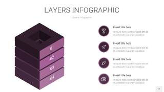 深紫色3D分层PPT信息图17