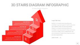 红色3D阶梯PPT图表23
