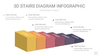紫黄色3D阶梯PPT图表3