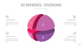 渐变粉色3D球体切割PPT信息图8