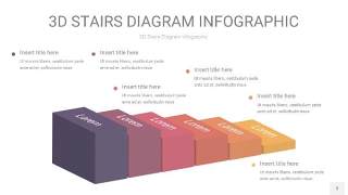 莫兰迪紫黄色3D阶梯PPT图表3