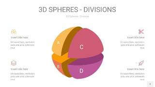 渐变紫黄色3D球体切割PPT信息图8