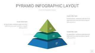 黄蓝绿色3D金字塔PPT信息图表2