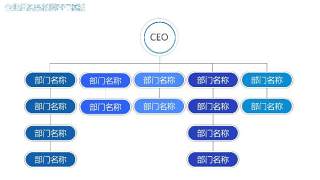 蓝色企业组织架构图PPT素材15