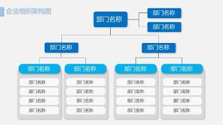 天蓝色组织架构图PPT模板4