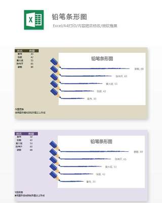 铅笔条形图Excel表格模板