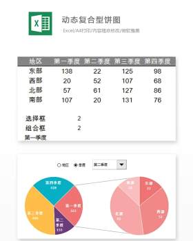 动态复合型饼图Excel表格模板