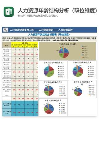 人力资源年龄结构分析（职位维度）Excel图表模板