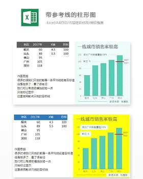 带参考线的柱形图Excel表格模板