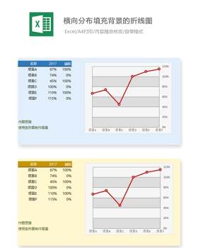 横向分布填充背景的折线图Excel表格模板