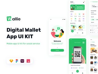 Wallie  - 数字钱包应用程序UI KIT，Wallie  - 数字钱包应用程序UI KIT