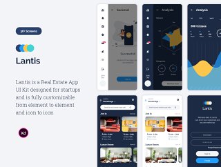 IOS和Android房地产UI套件，LANTIS房地产应用程序UI工具包